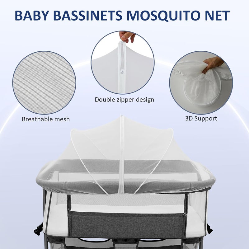 Cheermomo Bassinet Cover for Cats, Mosquito Net Cover for Bedside Sleeper, Two-Way Zipper Bassinet Cover to Keep Cats & Bugs Out for Baby, Breathable Baby Mosquito Net for Travel Crib White - Image 4